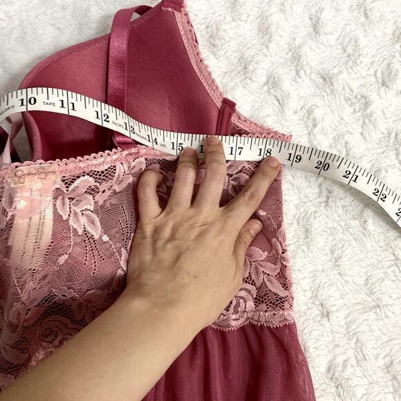 Jessica Simpson Pink Floral Lace Mesh Sheer Lined Wired Camisole 3X - Picture 6 of 6